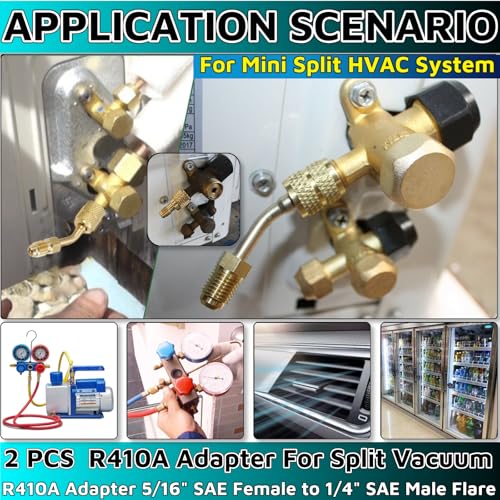 R410A Adapter 5/16'' SAE Female to 1/4'' SAE Male Flare - 1 Straight & 1 Angled