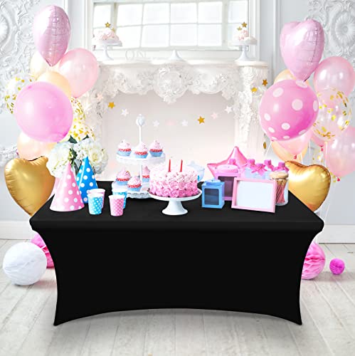 Utopia Kitchen 8FT Spandex Table Cloth - Black, Washable & Wrinkle Resistant