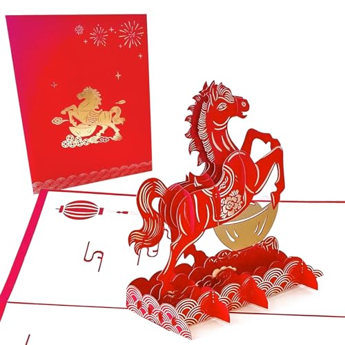 2026 Lunar New Year Horse Pop-Up Card with Red Envelopes