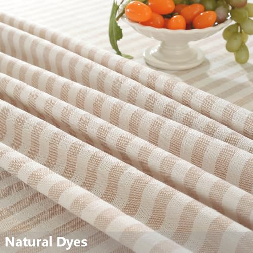 Beige 70-Inch Round Outdoor Tablecloth - Fall Pattern, Heavy Waterproof Fabric