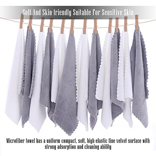 TENSTARS 12 Pack Ultra Soft Microfiber Washcloths - Quick Drying & Highly Absorbent
