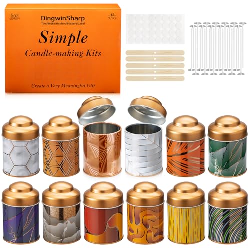 5oz Candle Tins - 12 Pack Empty Containers with Lids & Wicks