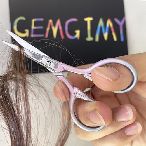 GEMGIMY Precision Beauty Scissors 2-Piece Set for Facial Hair Eyebrow Trimming and DIY Crafts