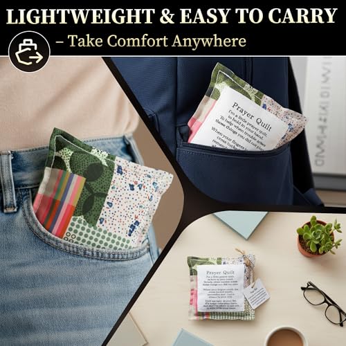 Pocket Prayer Quilt with Wooden Cross & Greeting Card | Christian Gift for Comfort and Encouragement