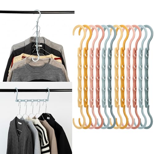 Space Saving Clothes Hangers Set of 12 with Rotating Hooks, Pastel Colors