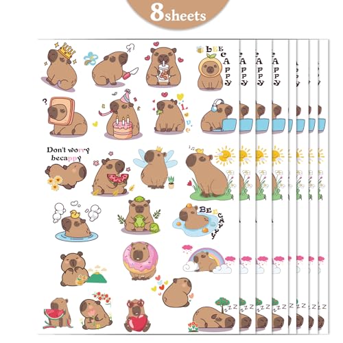 Capybara Temporary Tattoos - 8 Sheets Cute Party Favors & Stickers
