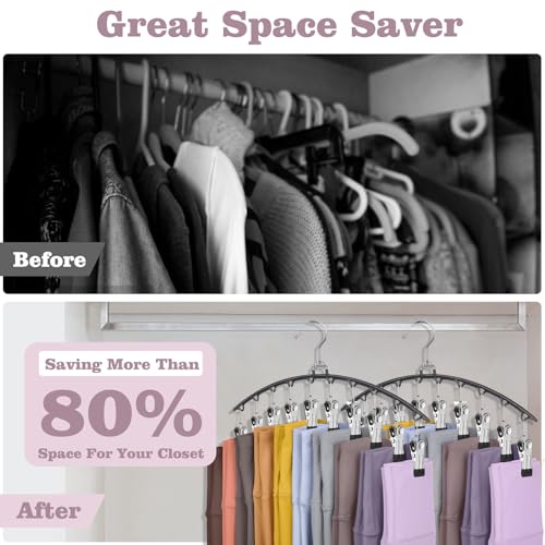 Black Legging Organizer with 360° Swivel Hook - 2 Pack Pants Hanger