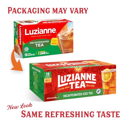 Luzianne Unsweetened Decaffeinated Iced Tea Bags, Gallon Size, 18 Count