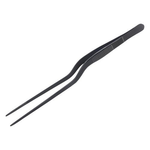 Urxirha 8-Inch Plating Tweezers Culinary Kitchen Tweezer Stainless Steel, Black Offset Tweezers for Cooking Food Design (8-Inch Offset Design)