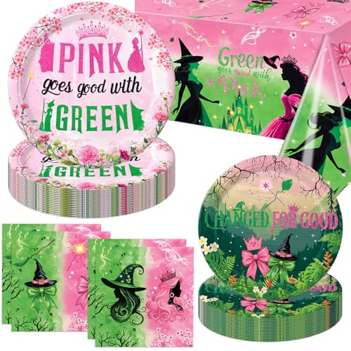 41pcs Witch Party Decorations Set - Pink and Green Birthday Tableware 01