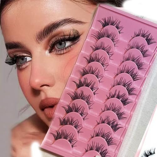 AM RONG MAGIC 10 Pairs Faux 3D Mink False Eyelashes Thick Long Fluffy Multilayer Reusable Cat Eye Lashes M-02