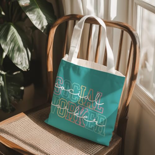 Social Worker Canvas Tote Bag - Reusable Grocery & Everyday Carry Green
