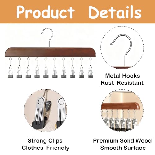 Walnut Brown 4-Pack Wooden Hat Hangers for Closet Display & Storage