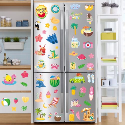Summer Window Clings - 63 Double-Sided Beach Theme Stickers