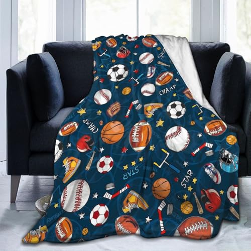 Exroozy Sports Ball Fleece Throw Blanket for Kids, Soft Plush 50"x40"