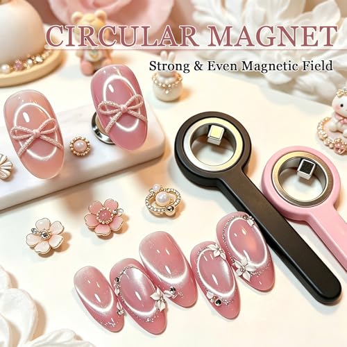 Cat Eye Nail Magnet Ring Set - 2PCS Hollow Circle Manicure Tools