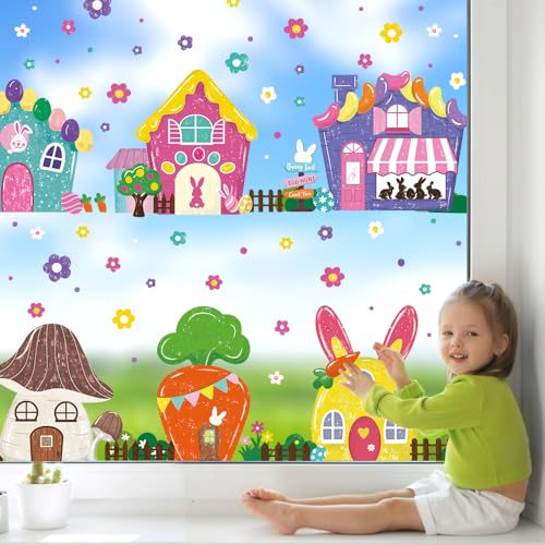 Easter Window Cling Decorations - 81 PCS Cute Bunny Stickers