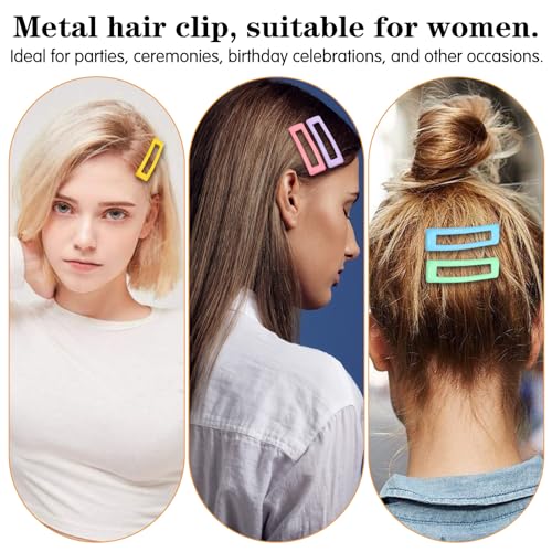 Metal Snap Hair Clips 20-Pack Small Rectangle Hair Barrettes for Women