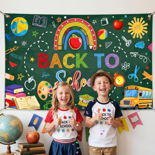 Back to School Photo Backdrop Banner - 6x3.6ft Decorations