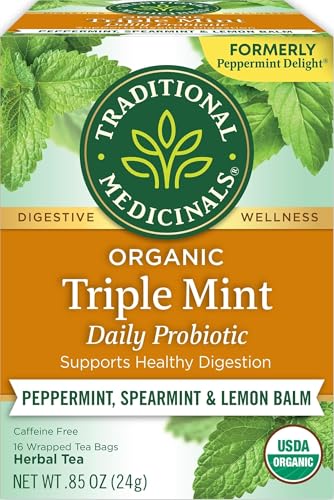 Traditional Medicinals Organic Triple Mint Tea - Peppermint Delight Probiotic, 16 Bags
