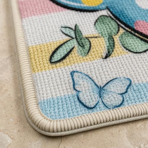 Easter Bunny Front Door Mat, 17x29 Inch Non-Slip Decorative Entryway Rug