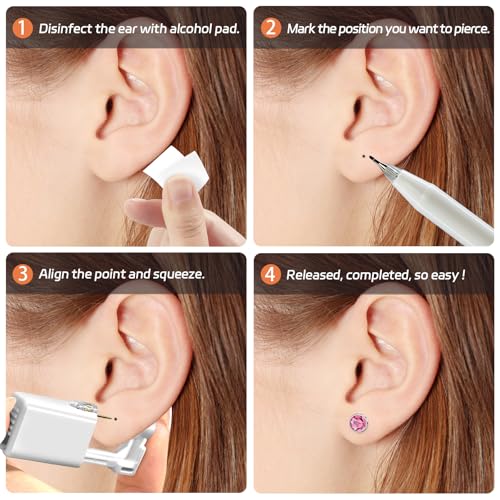 2 Pack Disposable Ear Piercing Gun Kit - Safe Sterile DIY Tool