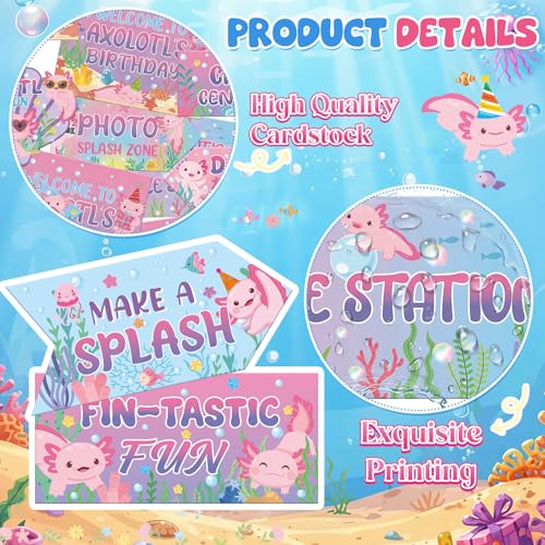 Axolotl Birthday Party Decorations - 20 Piece Sign Set