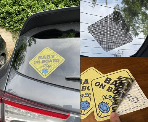 Baby On Board Car Sticker - Reflective Yellow 5x5 Inch 2 Pack