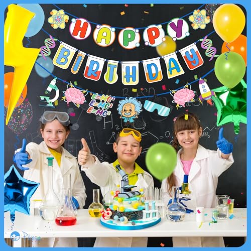 Science Birthday Decorations Kit with Pre-Strung Banner & Balloons