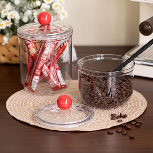 KEKEHOME 900ml Clear Plastic Candy Jar with Airtight Lid for Storage