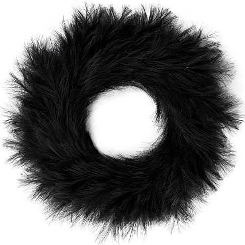 Black Pampas Grass Wreath 26 Inch Faux Boho Farmhouse Wall Decor for All Seasons
