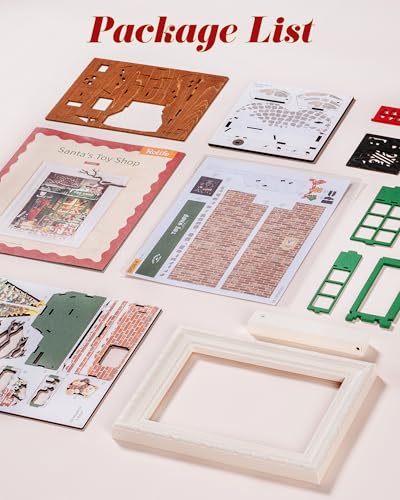 3D Diorama Wall Frame - Santa's Toy Shop Shadow Box Kit, Medium White, Halloween Christmas Decor