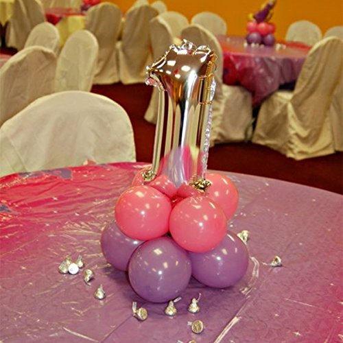 Glanzzeit 16 Inch Silver Foil Number 1 Balloon for Birthday Party Decor