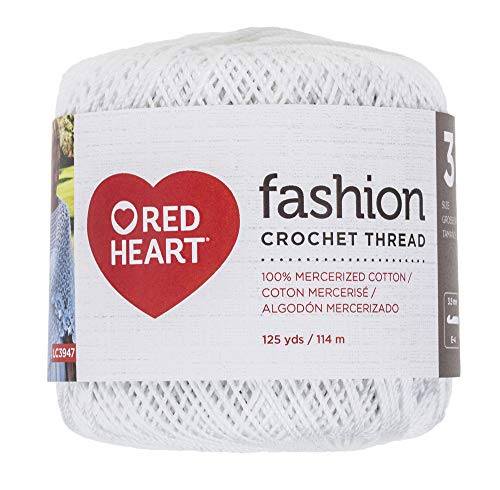 Red Heart Fashion Crochet Thread Size 3 - White, 125 Yards