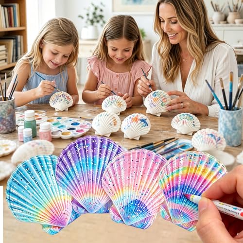 30PCS 2.5-3 Inch Natural White Scallop Shells for Crafts, Decor & Aquariums