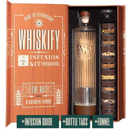 Orange Whiskey Decanter Gift Set for Men - Infusion Kit & Home Bar Accessory