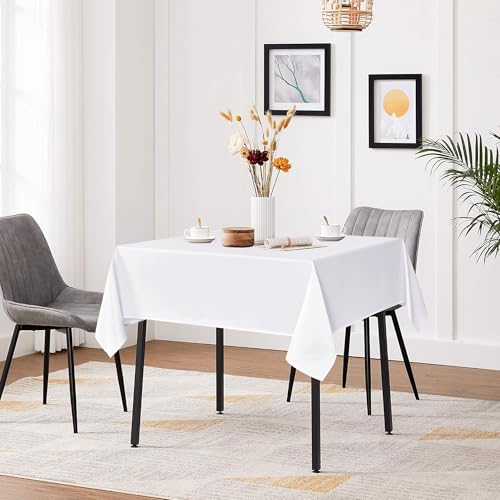Sancua 54x54 Inch Square Polyester Tablecloth - Durable White Fabric