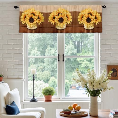 Vintage Floral Rod Pocket Valance Curtain 54x18in for Living Room
