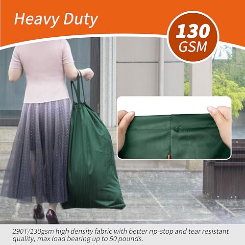 Polecasa Extra Large Heavy Duty Laundry Bag with Drawstring - 28x36, 50LB Capacity, Reinforced Handles, Green