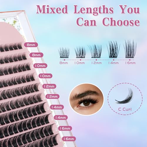 Gekinye Wispy Lash Clusters 120pcs - Natural Faux Mink Individual Eyelashes
