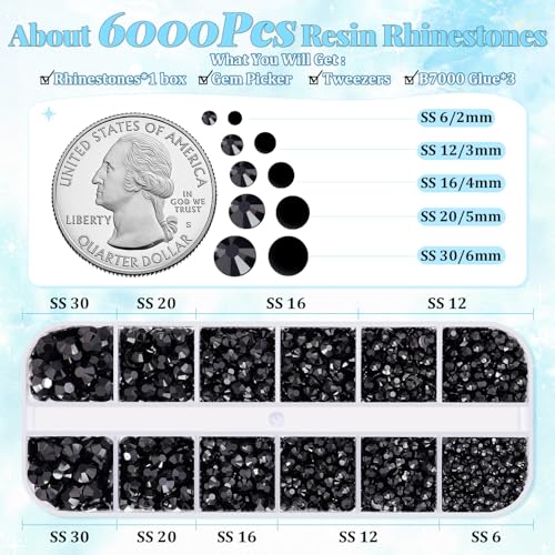BELLEBOOST Resin Flatback Rhinestones Kit with B7000 Glue and Tools