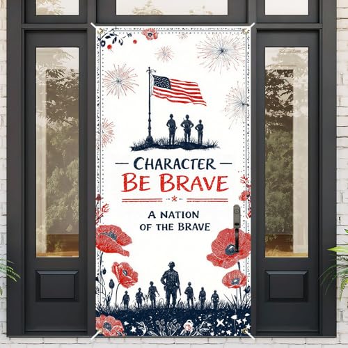 Patriotic Soldier Door Banner for Independence Day - 35.4 x 71 Inch