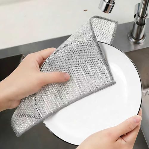 5-Pack 7.9-Inch Non-Scratch Metal Mesh Cleaning Cloths