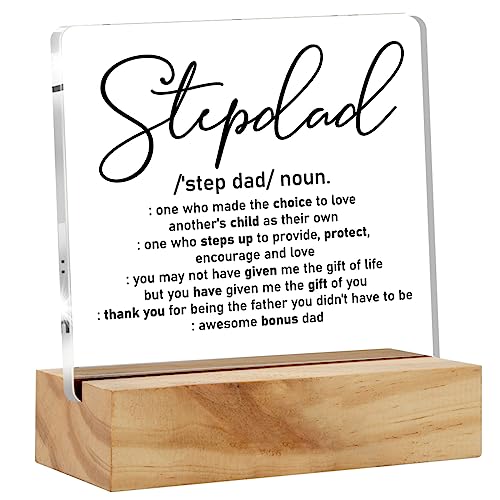 Stepdad Acrylic Desk Plaque with Wood Stand - Meaningful Gift for Dad