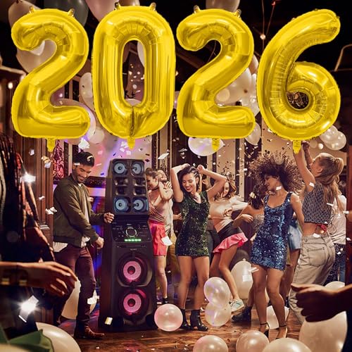 40" Large Gold Foil 2026 Number Balloons for Graduation & New Year's