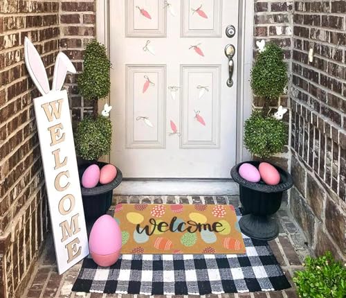 Easter Welcome Doormat - Colorful Easter Eggs 17x29 Inch