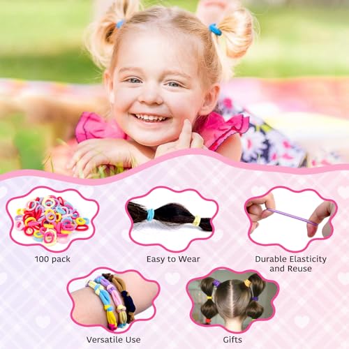 KTYDG 100 Pack Soft Seamless Hair Ties for Girls Neutral Colors