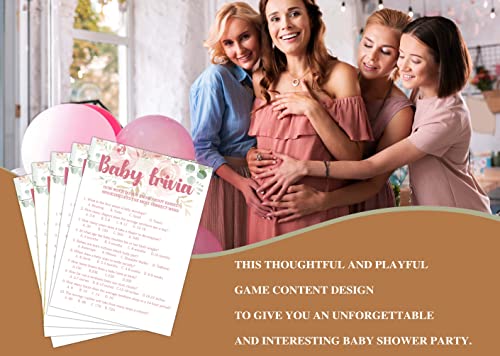 Floral Greenery Baby Shower Game Set - 30 Trivia Cards