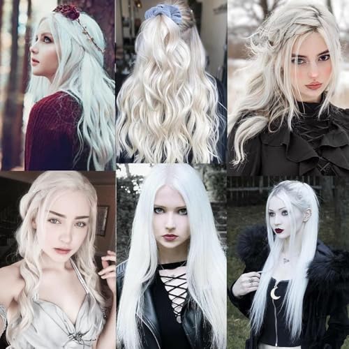 Belle G Clip In White Hair Extensions Straight 22 Inch 2 PCS