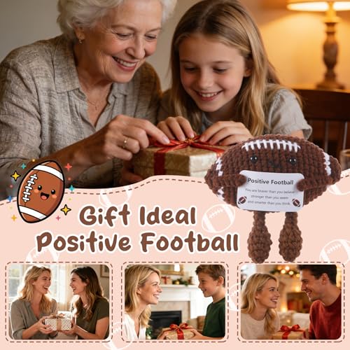Handmade Crochet Football Plush - Emotional Support Gift with Motivational Card
